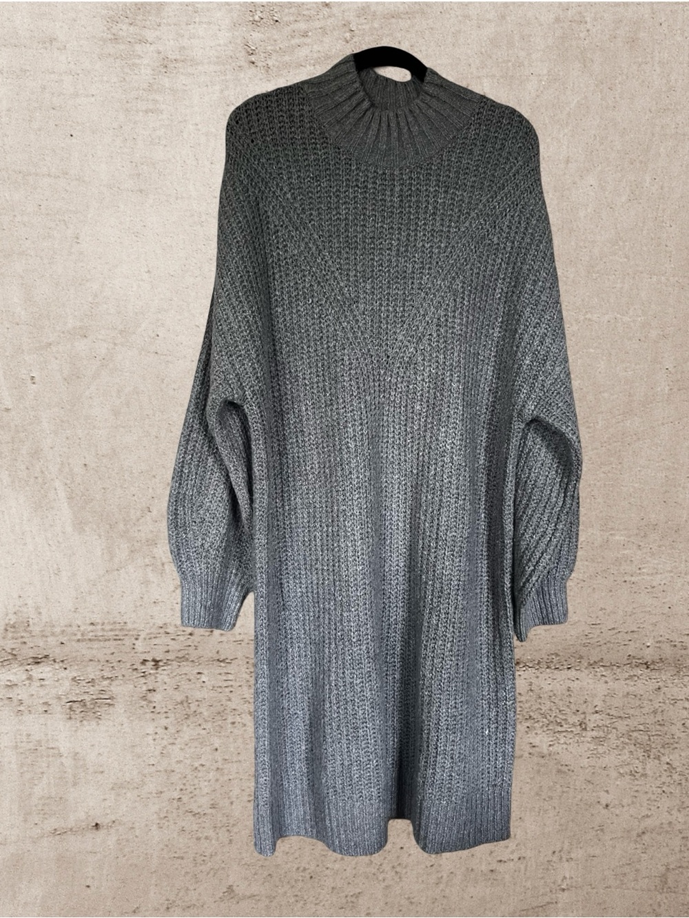 Comfy/Super Soft  Old Navy Grey Ribbed Knit Turtleneck Sweater Dress
